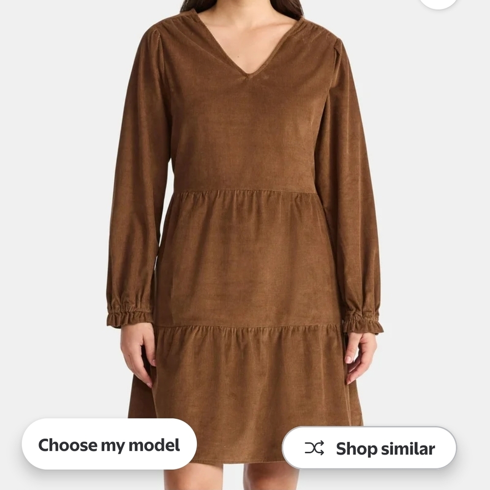 Time and Tru Brown Long Sleeve Dress BRAND NEW missed The Return Window